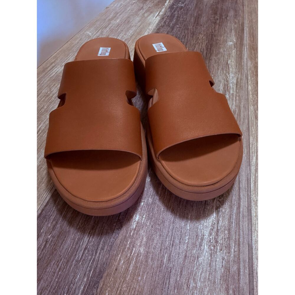 FitFlop F-Mode Leather Wedge Sandals in Brown - Size 10 - Picture 2 of 8